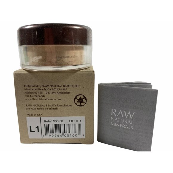RAW MINERALS FOUNDATION - LIGHT 1 - 0.07 oz 2 Grams Loose Powder - New Sealed! - Picture 2 of 9
